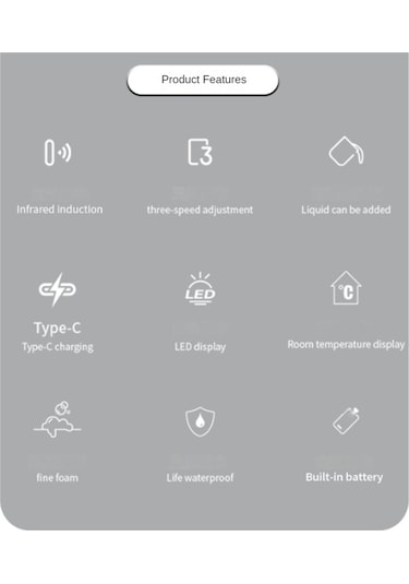 Xurunkeji Otomatik Şarj Edilebilir Sıvı Sabunluk, Elektrikli Sabunluk, Hareket Sensörlü Eller Serbest Sabunluk-jel Beyaz