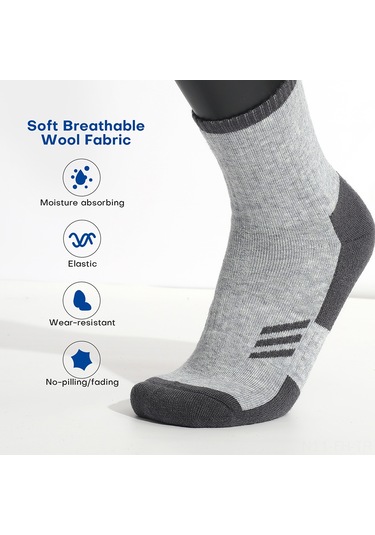 Folinda 3'lü Paket Yünlü Çorap - M 35-39 Numara - Hafif Gri - Yumuşak, Nefes Alır, Su Emici - Günlük Kullanım Ve Spor İçin Açık Gri