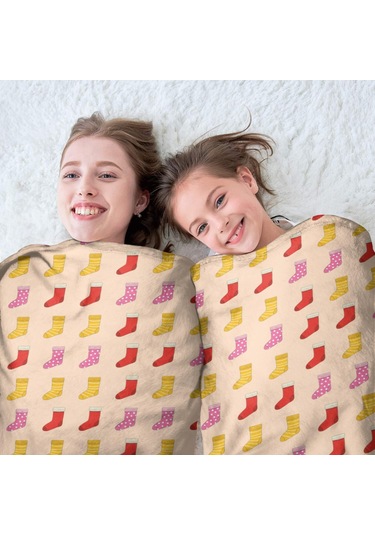 Noel Desenli 47 İnç Yuvarlak Flanel Battaniye, Yetişkin Ve Çocuk İçin, Yumuşak, Rahat Ve Hafif Noel Çorap Renkli