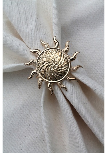 6 Adet Gold Güneş Metal Peçete Halkası - Napkin Ring M1
