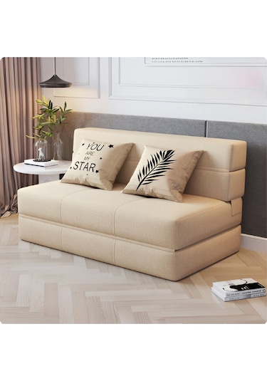 Good Night Twix Çift Kişilik Katlanır Yataklı Tv Koltuğu 120cm Bej