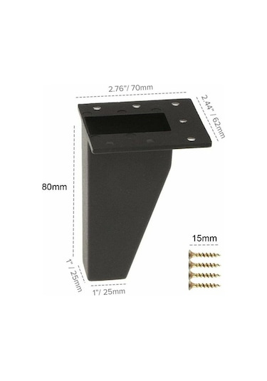 Flybuy 4 Parça Alüminyum Metal Kanepe Dolap Masa Ayakları, Siyah, 80mm, Mobilya Yükseltme Ayağı -