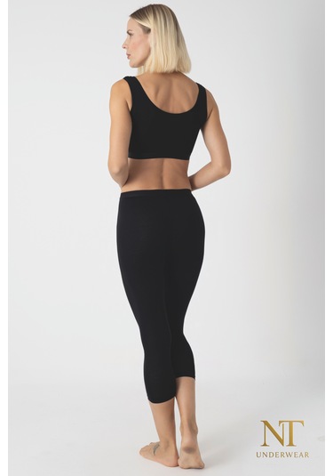 Nt Underwear Kadın Bambu Kapri Tayt Hafif, Rahat, Terletmeyen Siyah