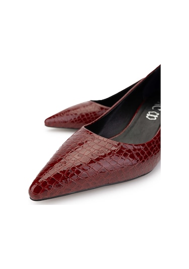 Tamer Tanca Kadın Hakiki Deri Bordo Stiletto Ayakkabı 886 01 Bn Ayk Sk24-25 Bordo Fsly Bsk Bordo