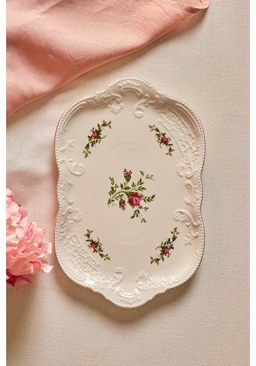 Karaca Vintage Rose Kayık Tabak 35 Cm Çok Renkli