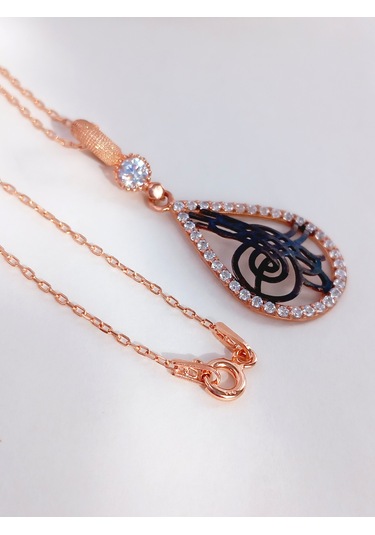 Keskin Gümüş Damla Rose Osmanlı Tuğra Tasarım Kadın Gümüş Kolye