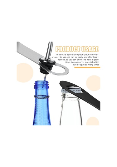 Paslanmaz Çelik Şişe Açacağı Ve Dökme Ağzı Çıkarıcı, Barmenler İçin Bar Aleti, Düz Köpek Kemiği, Metal Hızlı Açacak, Siyah, Gümüş Diğer