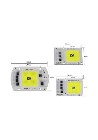 20w 30w 50w Led Projektör Cob Çip 220v Yüksek Güçlü Smd Led Çip Lamba Ampul Boncuk 50w