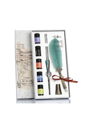 Xindoker Ofis Ve Öğrenci İçin Cam Ve Tüy Kalem Seti - Yumuşak Kullanım, Dayanıklı Malzeme - Işıltılı Yeşil Sp118043