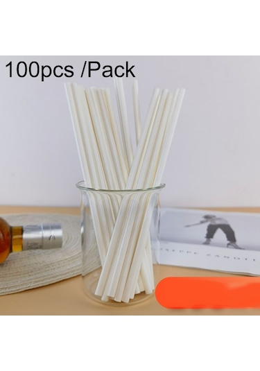 Sones 100 Adet / Paket 6x197mm Tek Kullanımlık Kağıt Pipetler Biyolojik Olarak Parçalanabilir Parti İçme Pipetleri Tatlı Masası Dekorasyon Malzemesi, Renk: Beyaz