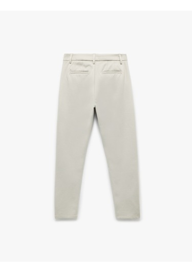 Koton Cep Detaylı Düğmeli Slim Fit Kumaş Pantolon Bej 6wam40005hk Ekru