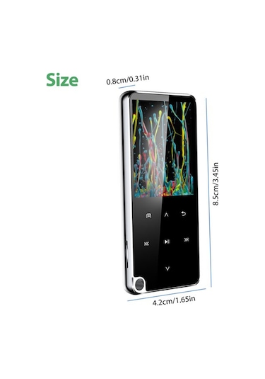 Maiyame 8gb Siyah Bluetooth Mp3 Çalar - Hıfı Ses Kalitesi, Fm Radyo, Kayıt, 1.8" Ekran, Dış Tf Kart Desteği