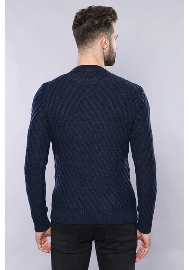 Desenli Lacivert Bisiklet Yaka Triko Wessi 001