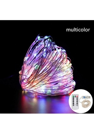 8 Modlu Usb'li Kumandalı Peri Led 5 Metre Beyaz - Renkli