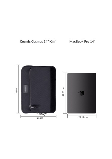 Cosmic Cosmos 14 İnç Laptop / Macbook Uyumlu Kılıf Siyah