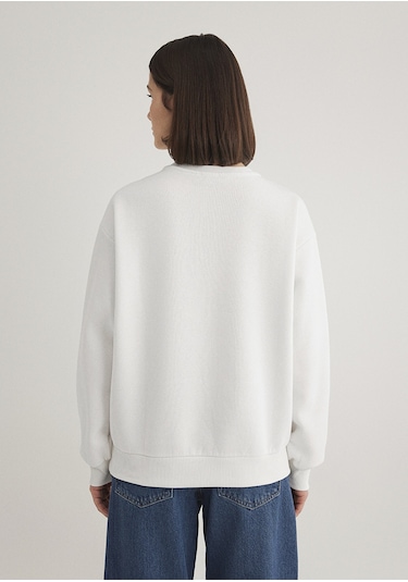 Mavi - Mavi Logo Baskılı Beyaz Sweatshirt 1611192-70057 Beyaz