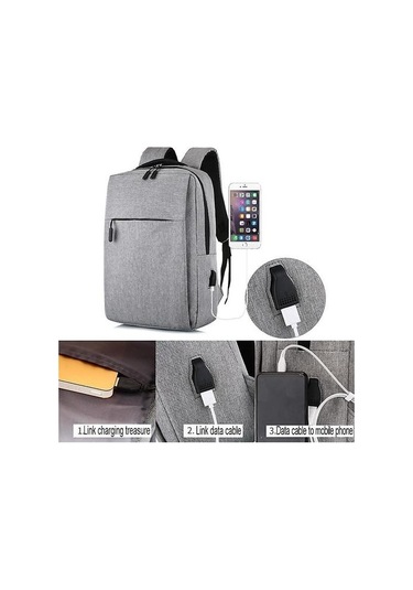 Usb Anti Hırsızlık Erkekler / Kadınlar Seyahat Sırt Çantası 3jdjcd Gri
