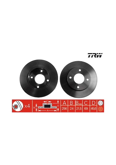 Mitsubishi Colt Ön Fren Diski 1.3 / 1.5 256 Mm 2005-2012 Trw