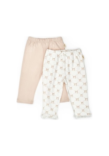 Bebek 2li Pantalon %100 Organik Pamuk , Bebek - Yenidoğan- Csy8145 Ekru