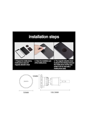 Araba Hava Firar Dağı Manyetik Telefon Tutucu 360 Derece Dönen Cep Telefonu Standı