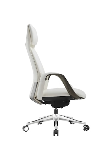 Hunt Mobilya Nuna Beyaz Deri Ofis Yönetici Koltuğu