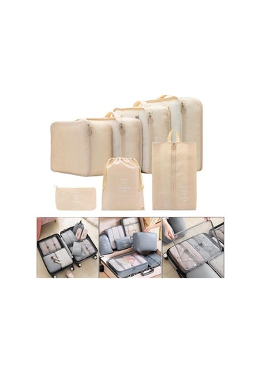 Electric Taşınabilir Seyahat Kozmetik Organizatör Seti 7 Parça Haki Haki