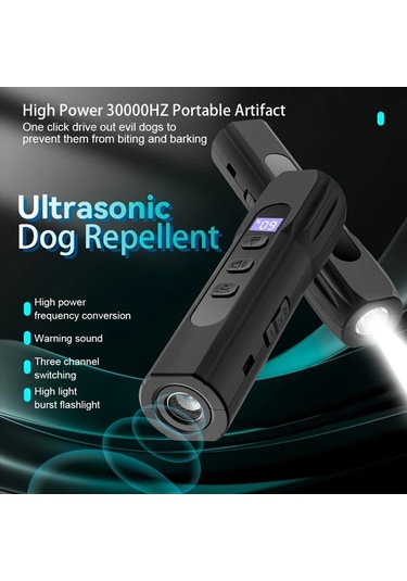 Willowhaven Siyah Taşınabilir Şarj Edilebilir Ultrasonik Köpek Kovucu Led Işıklı