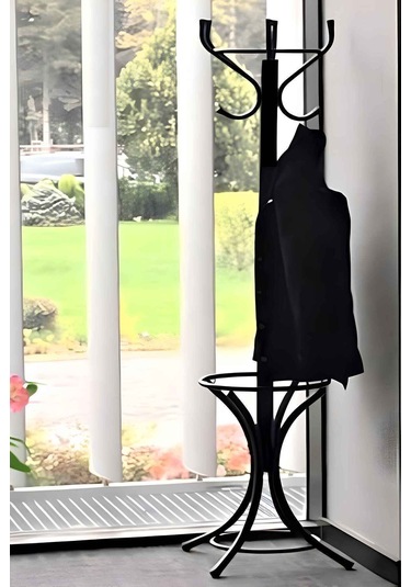 Lüks Siyah Kalın Metal Den Portmanto Askılık Üreticiden 100 Kg Kapasiteli Siyah