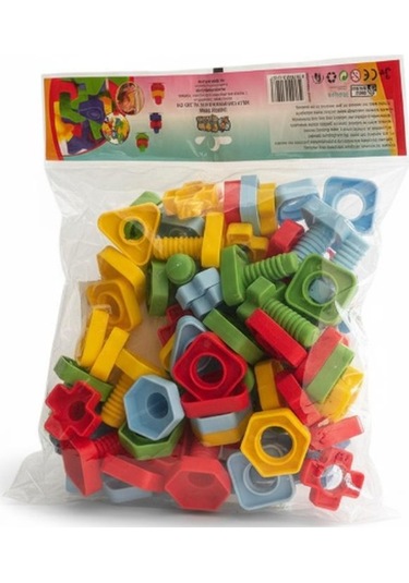 Ecem Toys Vidali Eğitsel Şekiller Seti Bpa İçermeyen Kaliteli Plastik - Renkli Geometrik Şekiller 64 Parça