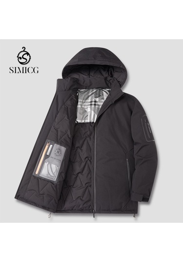 Büyük Beden Bol Kesim Günlük Kapüşonlu Erkek Pamuklu Ceket Siyah