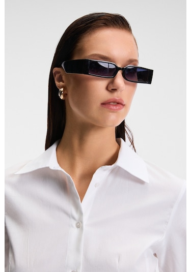 PAPILUS Kadın Regular %100 Organik Pamuk İnce Uzun Gömlek Yaka Uzun Kollu Beyaz Gömlek