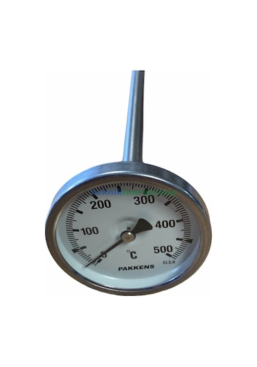 63 MM 500 C Derece 25 Cm Dalma Boylu Fırın Termometresi Pakkens