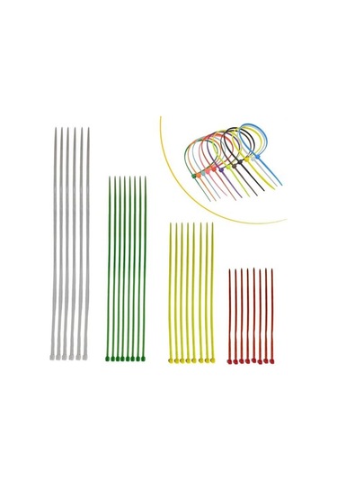 30 Parça Plastik Kablo Kelepçe Seti Kablo Düzenleyici Bağlama Bantları 5256 Çok Renkli