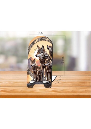 2 Adet Ahşap Kurt Telefon Tutucu Masaüstü Telefon Çok Renkli
