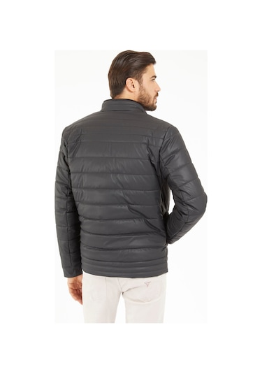 Guess Erkek Kapitone Fermuarlı Biker Ceket - Siyah Siyah