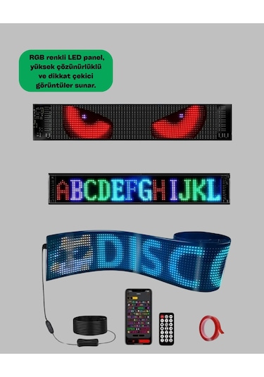 Rgb Kayar Yazılı Led Reklam Ekranı Usb Bağlantılı Esnek Tasarım RGB