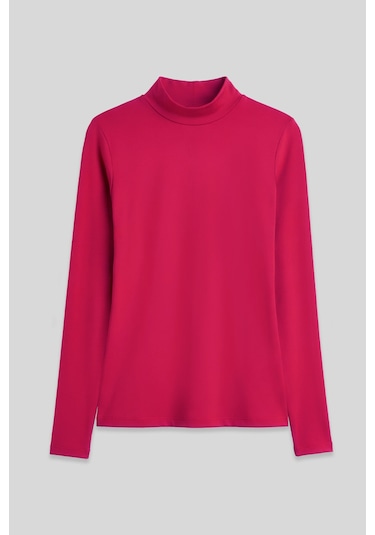 Tommy Life Pembe Balıkçı Yaka Basic Uzun Kollu Kadın Body - 97306