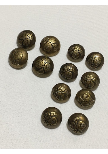 Blazer Ceket Düğmesi Gül Desen Oksit Metalize Plastik Takım 527