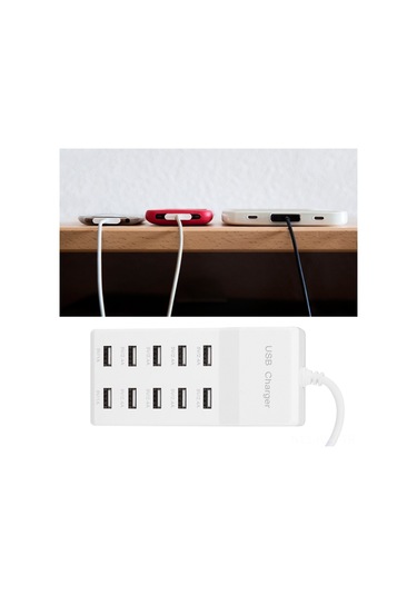 Kosona 10 Port Usb Akıllı Hızlı Şarj Cihazı, 10a Toplam Çıkış, Aşırı Şarj Korumalı, Ev Ofis Seyahat İçin Evrensel 100-240v Avrupa Standartı