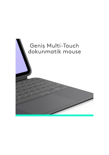 Logitech Combo Touch 11 İnç Apple Uyumlu iPad  Pro M4 İle Türkçe Klavyeli Tablet Kılıfı - Gri