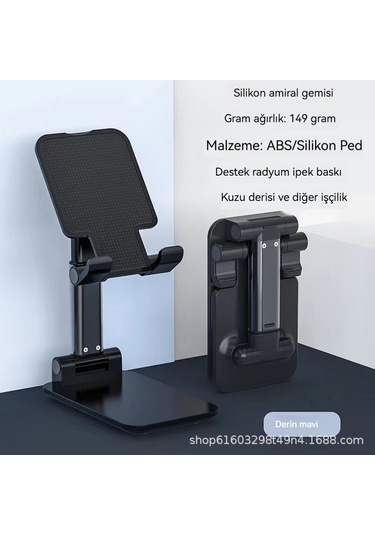 Aurora Taşınabiler Teleskopik Tembel Katlandır Silikon Masaüstücep Telefonu Tutucu Siyah Siyah