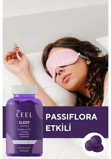 VitaCeel Uyku Döngüsüne Yardımcı Vegan Sleep Gummy Vitamin Passiflora, Vitamin B6, 5-  http, L-theanie