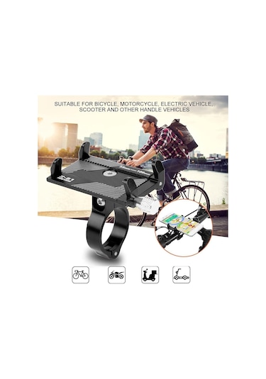 Valkyrie X-81s Metal Motorsiklet Bisiklet Cep Telefonu Tutucu - Alüminyum Alaşım Darbeye Dayanıklı Paslanmaz - 360 Derece Evrensel Siyah