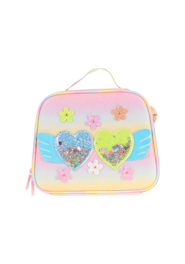 Kaukko Kids Kız Çocuk Isı Yalıtımlı Okul/piknik Beslenme Çantası Simli Kalp Ve Çiçekler L7213 Mavi - Yeşil