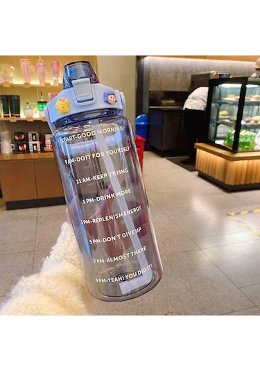 Semgears 2000 Ml. Büyük Kapasiteli Sızdırmaz Taşınabilir Su Şişesi - Mavi 73wk4f Açık Mavi