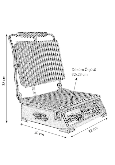 8 Dilim Elektrikli Saf Döküm Tost Makinesi Döküm 30x23 - İnoks
