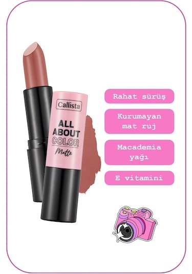 Callista All About Color Matte Lipstick Nemlendirici Mat Ruj - 511 First Blush - Nude