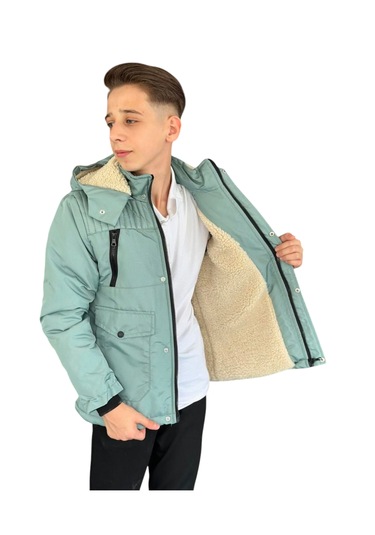 Erkek Çocuk Fermuar Torba Cepli Fermuar Çıtçıt Kapamalı Peluş Astarlı Kapüşonu Çıkabilen Yeşil Mont Yeşil Erkek Çocuk Fermuar Torba Cepli Fermuar Çıtçıt Kapamalı Peluş Astarlı Kapüşonu Çıkabilen Yeşil Mont Yeşil