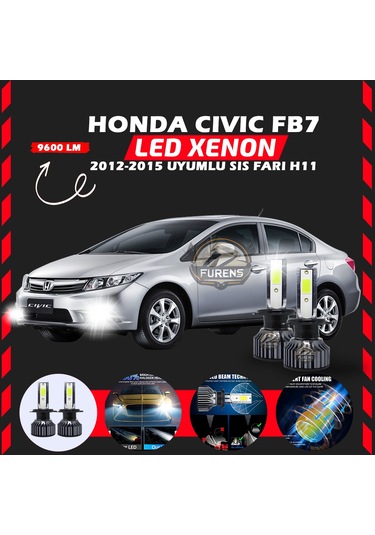 Honda Civic Fb7 2012-2015 Sis Fari Uyumlu Şimşek Etkilii Led Xenon Pro Series H11