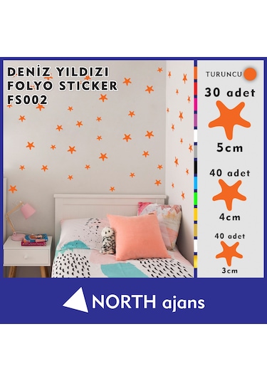 Deniz Yıldızı Folyo Duvar Sticklerı Turuncu